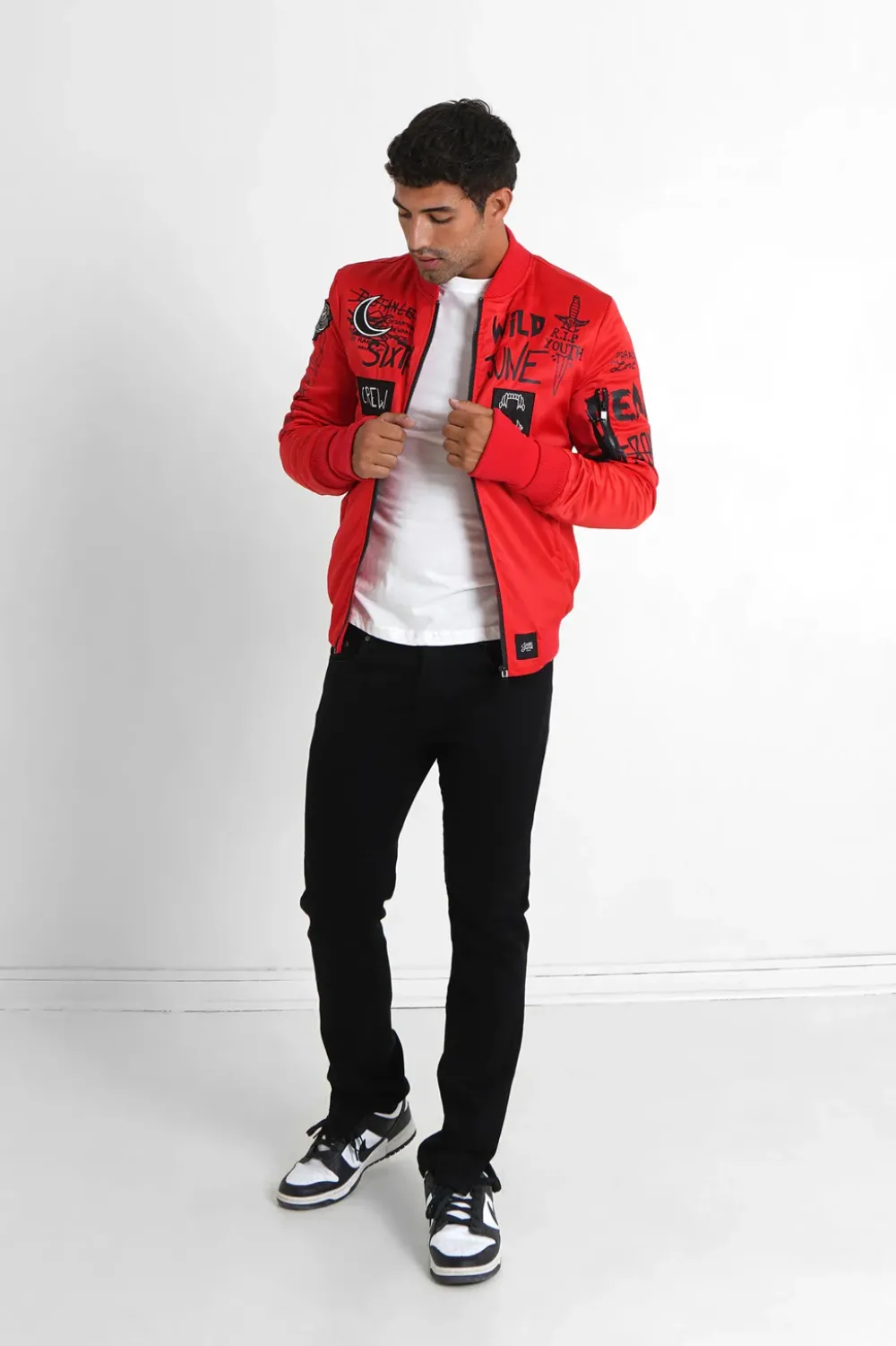 Homme Sixth June Manteaux | Bomber Imprime Crew Rouge