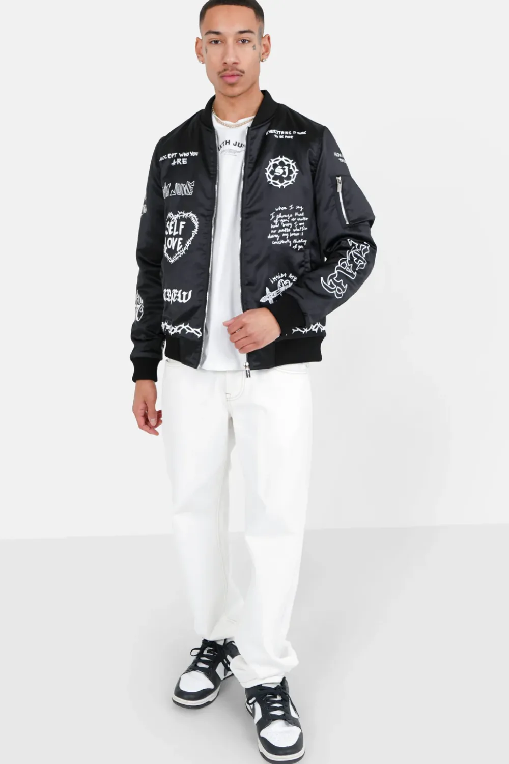 Homme Sixth June Manteaux | Bomber Inscription Gothique Noir