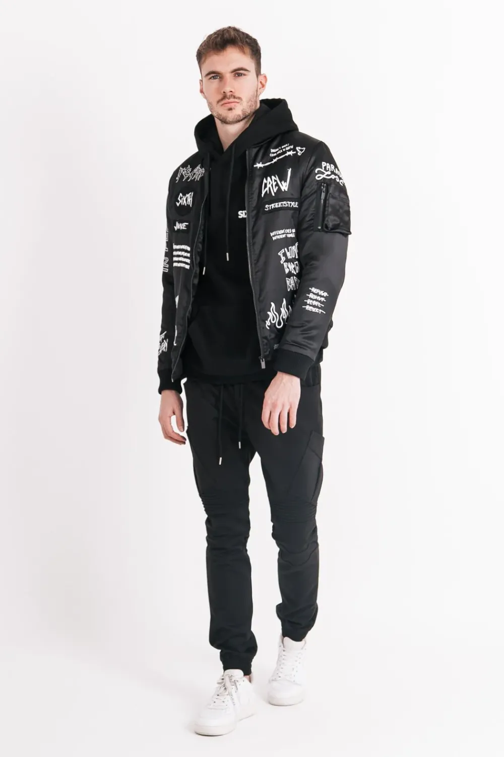 Homme Sixth June Manteaux | Bombers Patchs Crew Noir