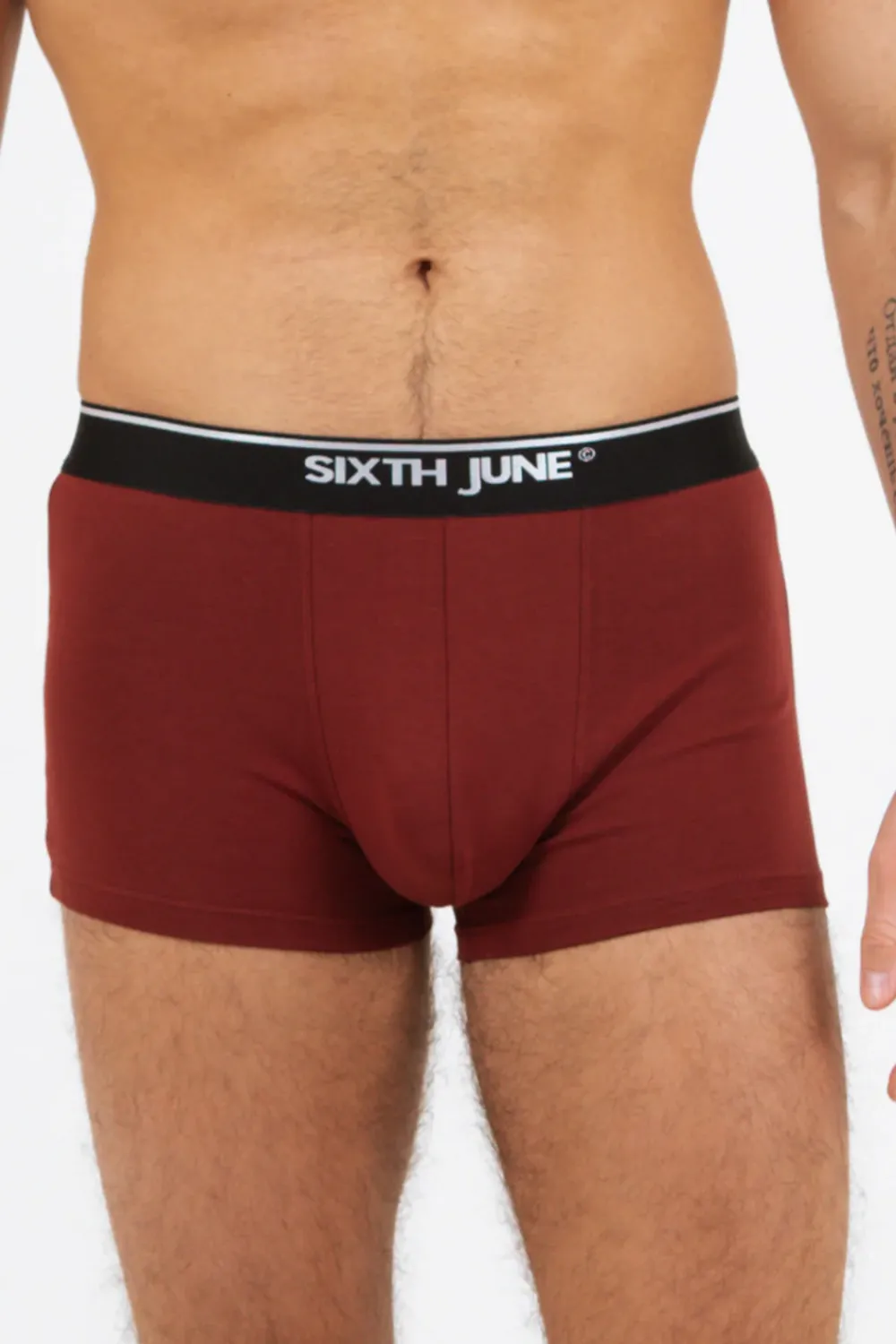 Homme Sixth June Sous Vêtements | Boxer Uni Bande Rouge Bordeaux