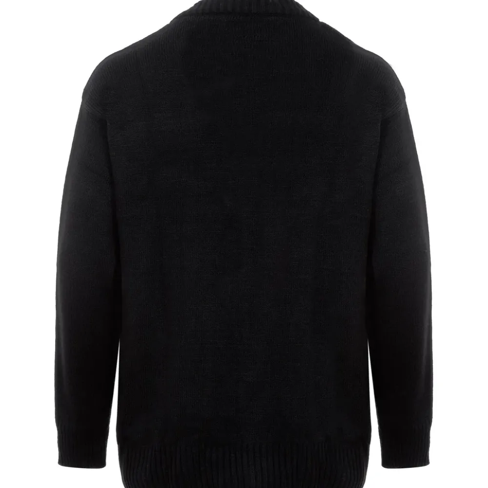 Homme Sixth June Sweats | Cardigan Maille Coeur Brode Noir