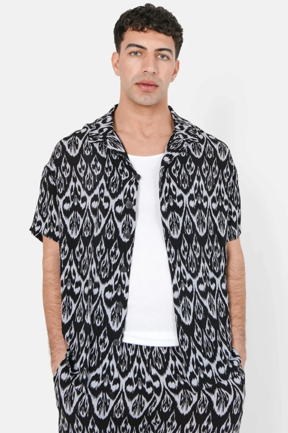 Homme Sixth June Hauts | Chemise Fluide Motif Azteque Noir