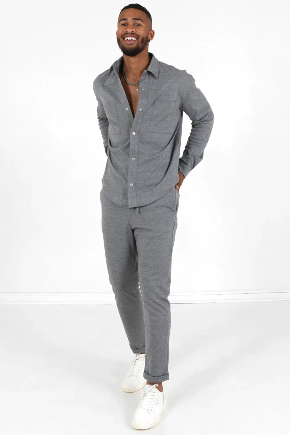 Homme Sixth June Hauts | Chemise Manches Longues Gris