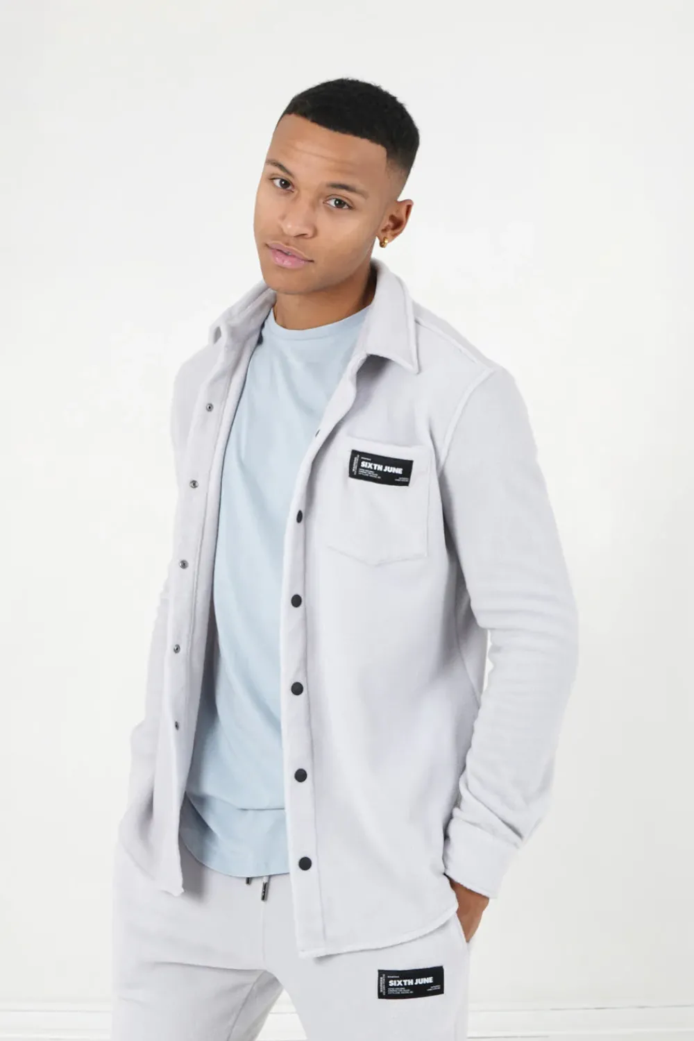 Homme Sixth June Hauts | Chemise Polaire Poche Gris Clair