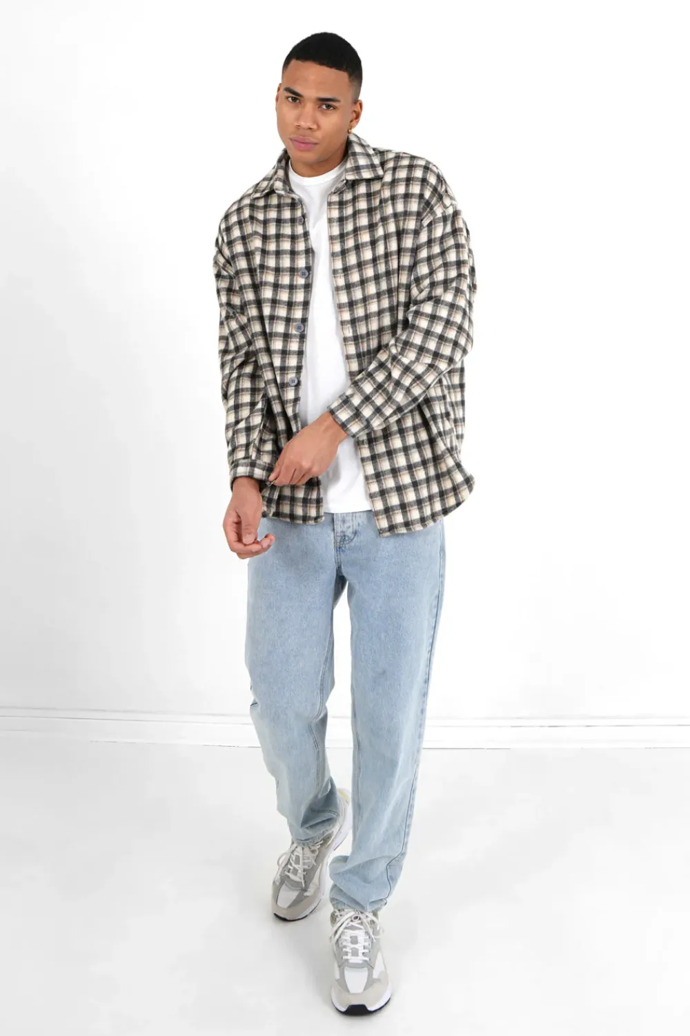 Homme Sixth June Hauts | Chemise Tartan Patch Bouclette Gris