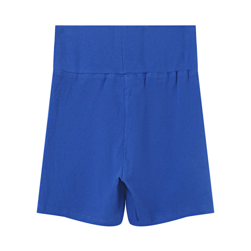 Femme Sixth June Shorts | Cycliste Court Cotele Logo Bleu Fonce