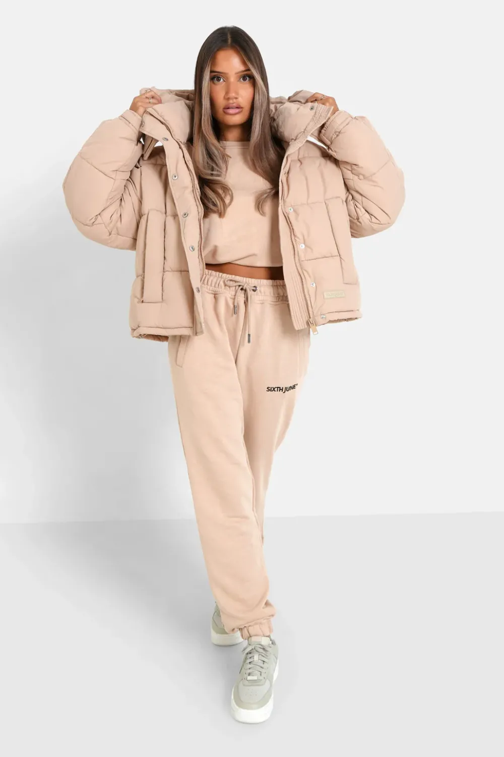 Femme Sixth June Manteaux | Doudoune Courte Oversize Beige