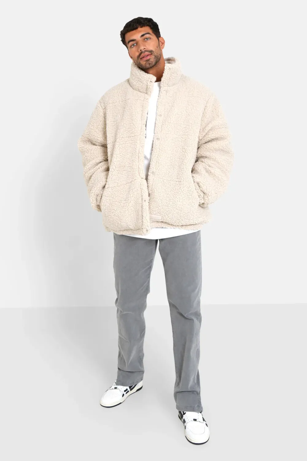 Homme Sixth June Manteaux | Doudoune Courte Reversible Sherpa Beige Clair