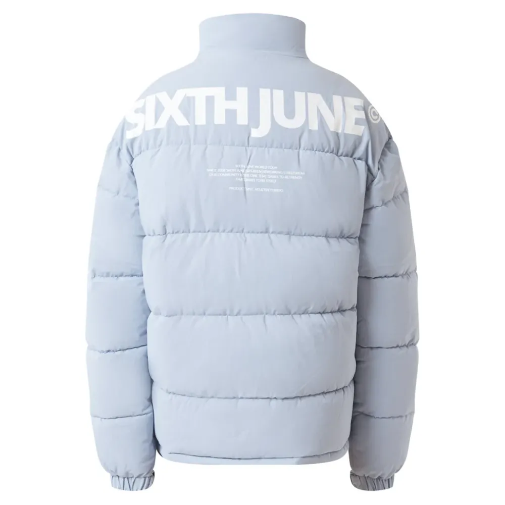 Homme Sixth June Manteaux | Doudoune Grand Logo Imprime Bleu Clair