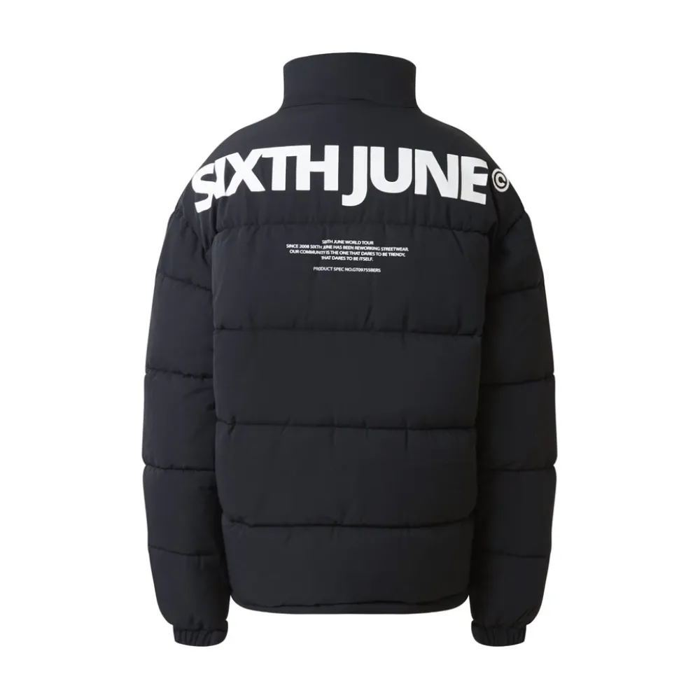 Homme Sixth June Manteaux | Doudoune Grand Logo Imprime Noir