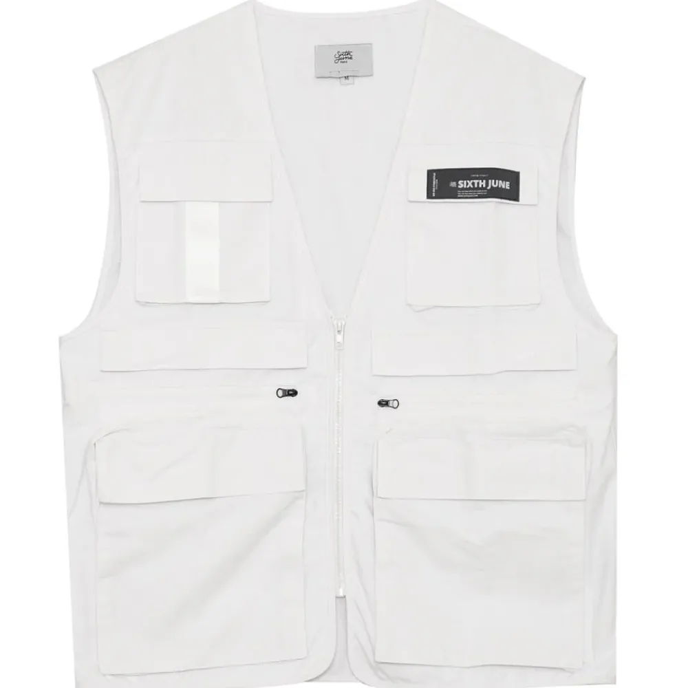 Homme Sixth June Sweats | Gilet Multipoche Zip Blanc