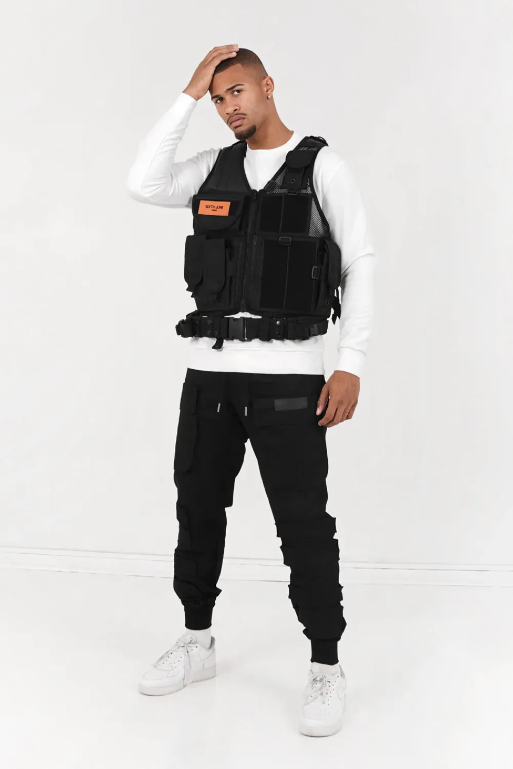 Homme Sixth June Sweats | Gilet Tactique Poches Propaganda Noir