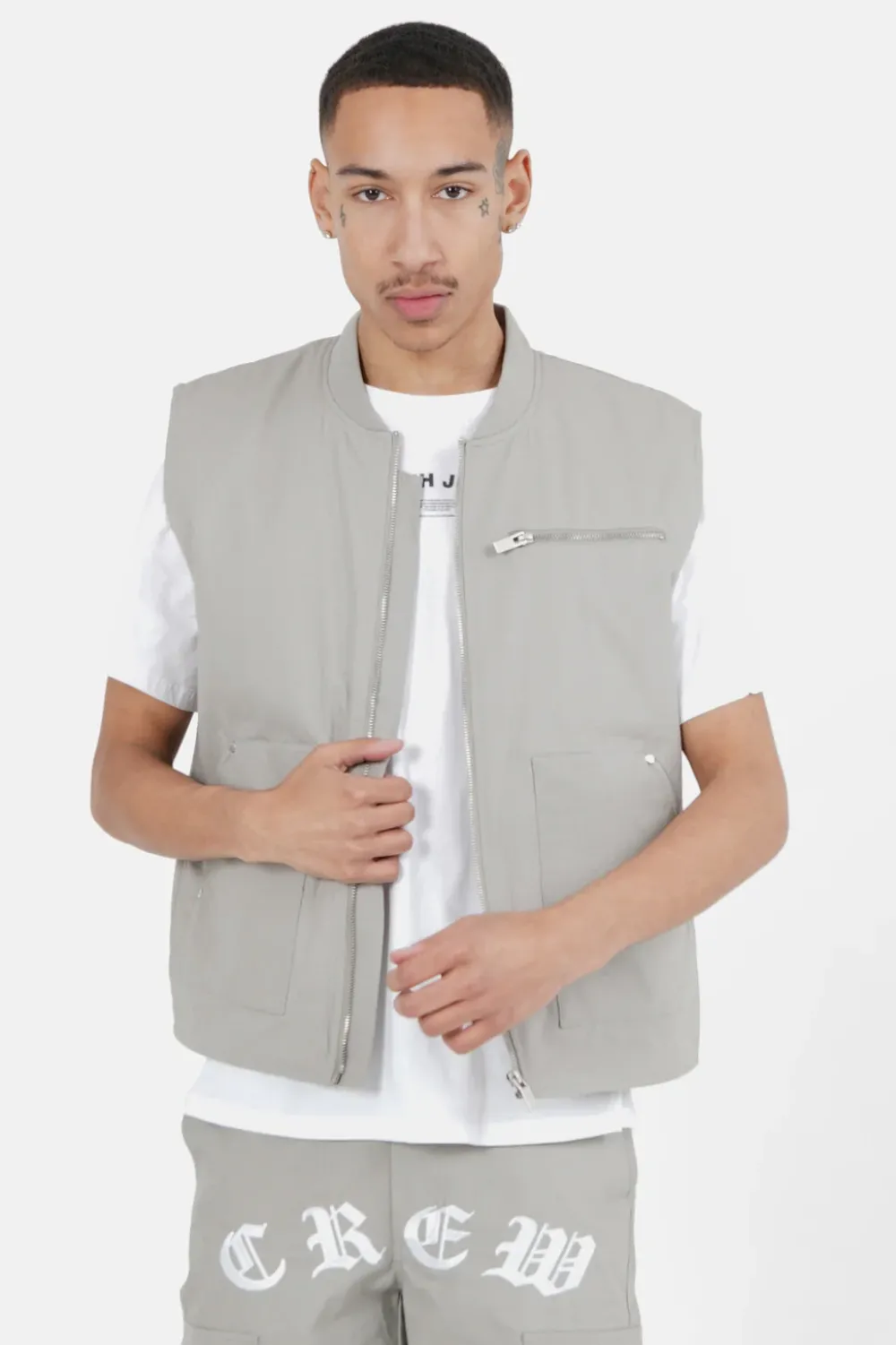 Homme Sixth June Sweats | Gilet Zip Crew Gris Clair