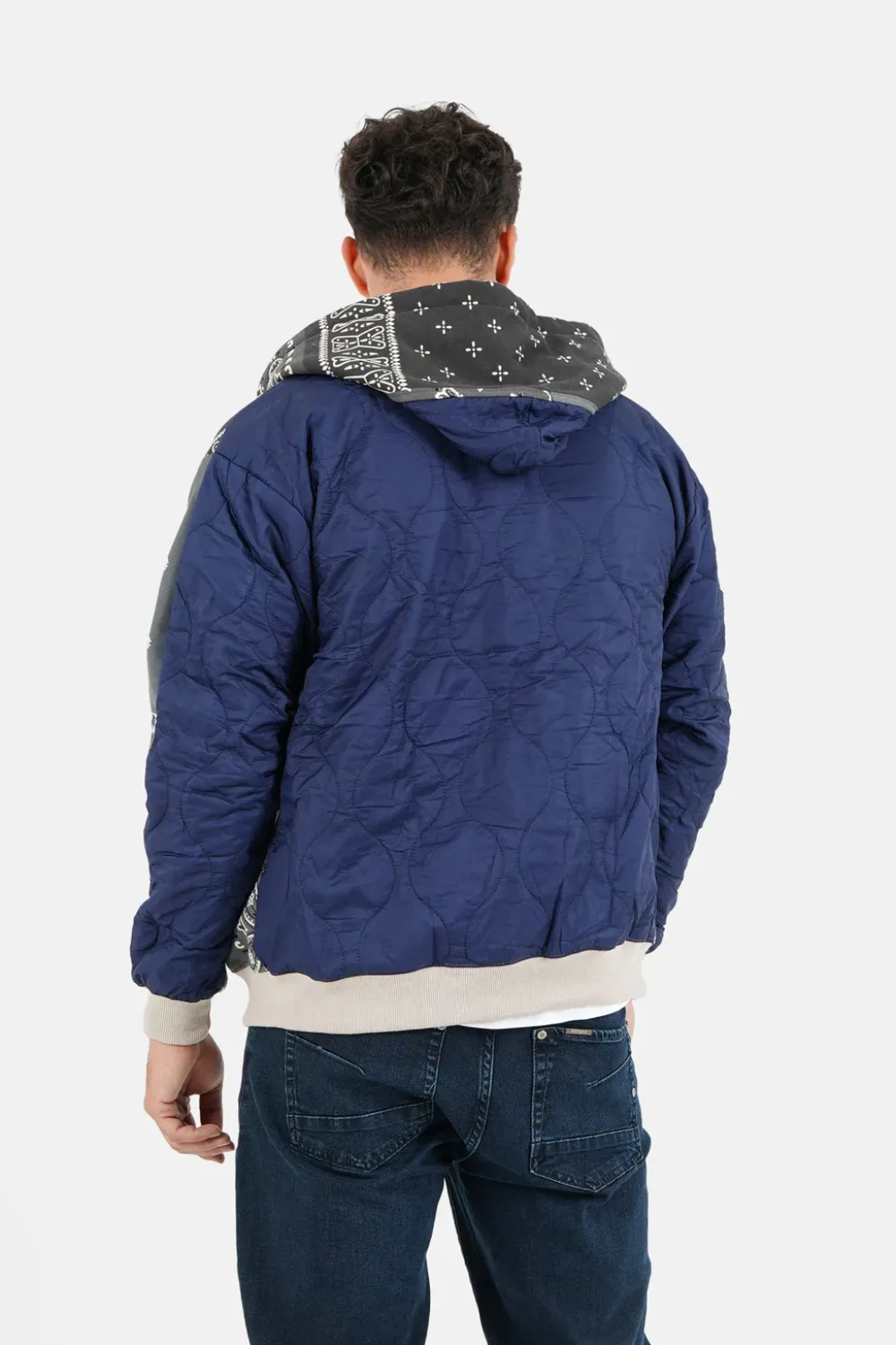 Homme Sixth June Sweats | Gilet Zippe Bandana Bicolore Gris