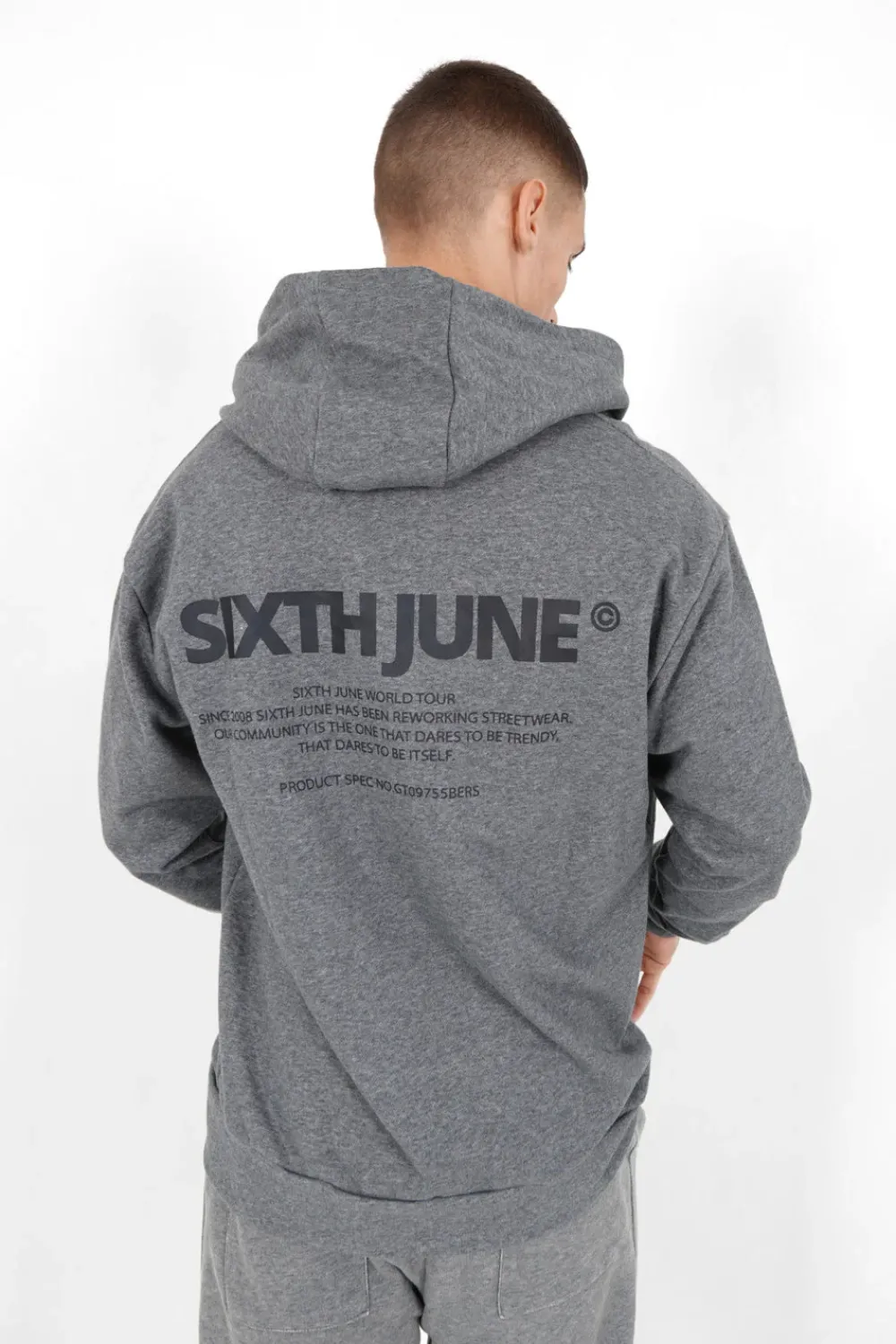 Homme Sixth June Sweats | Gilet Zippe Capuche Logo Gris Fonce