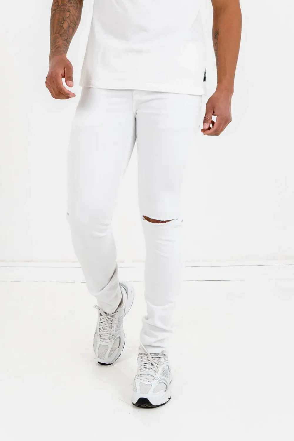 Homme Sixth June Pantalons | Jean Dechirure Blanc