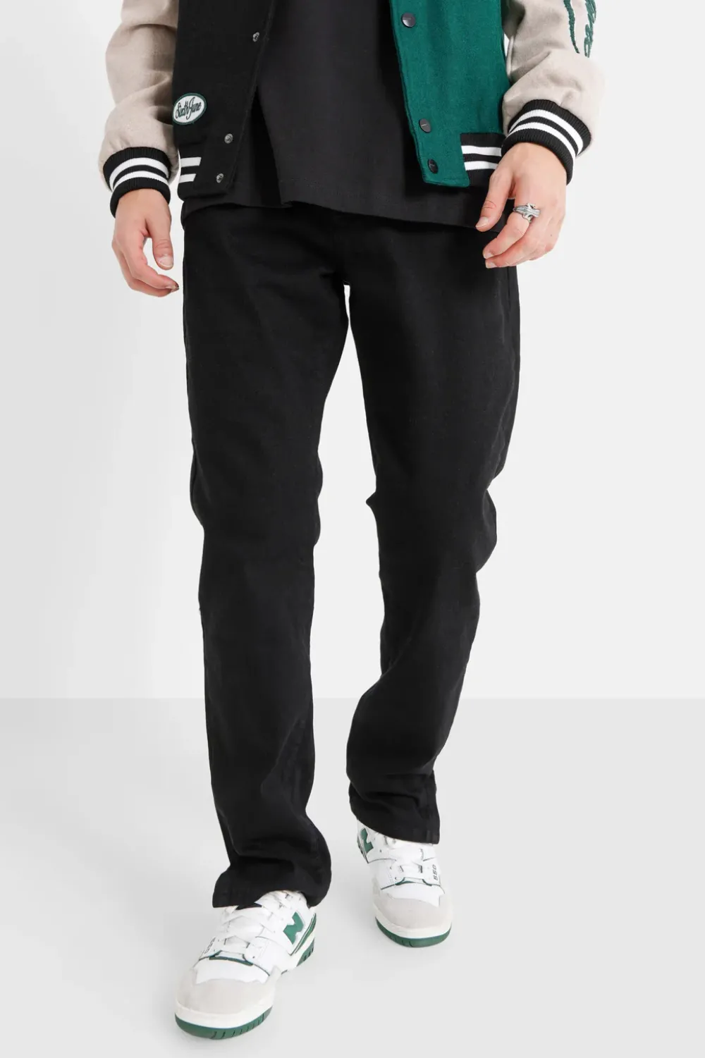 Homme Sixth June Pantalons | Jean Regular Uni Fentes Noir