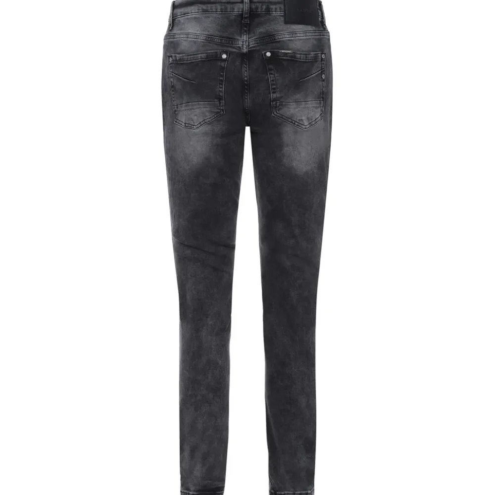 Homme Sixth June Pantalons | Jean Slim Delave Dechirures Gris Fonce