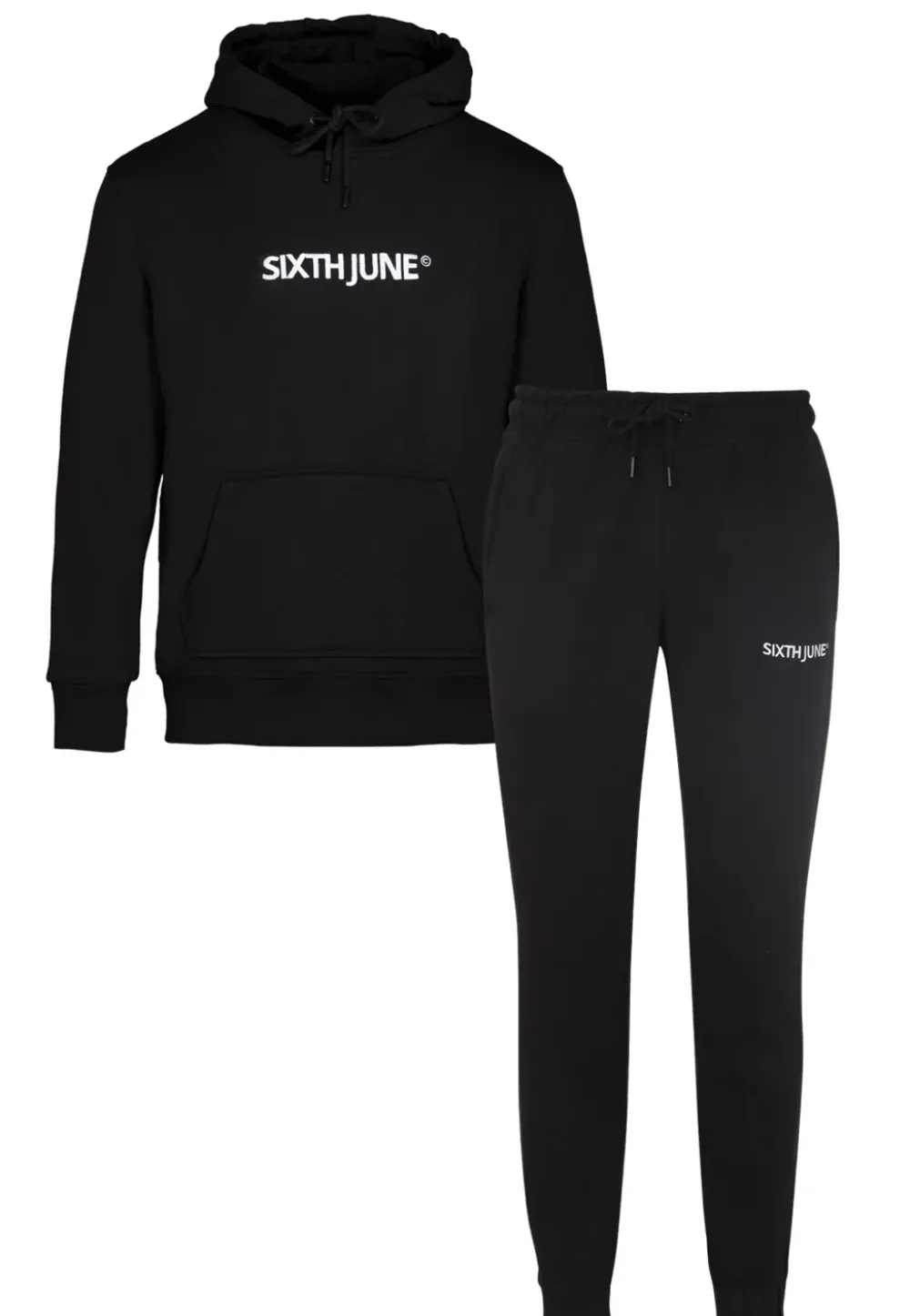 Homme Sixth June Ensembles | Jogging + Sweat Capuche Logo Brode Noir