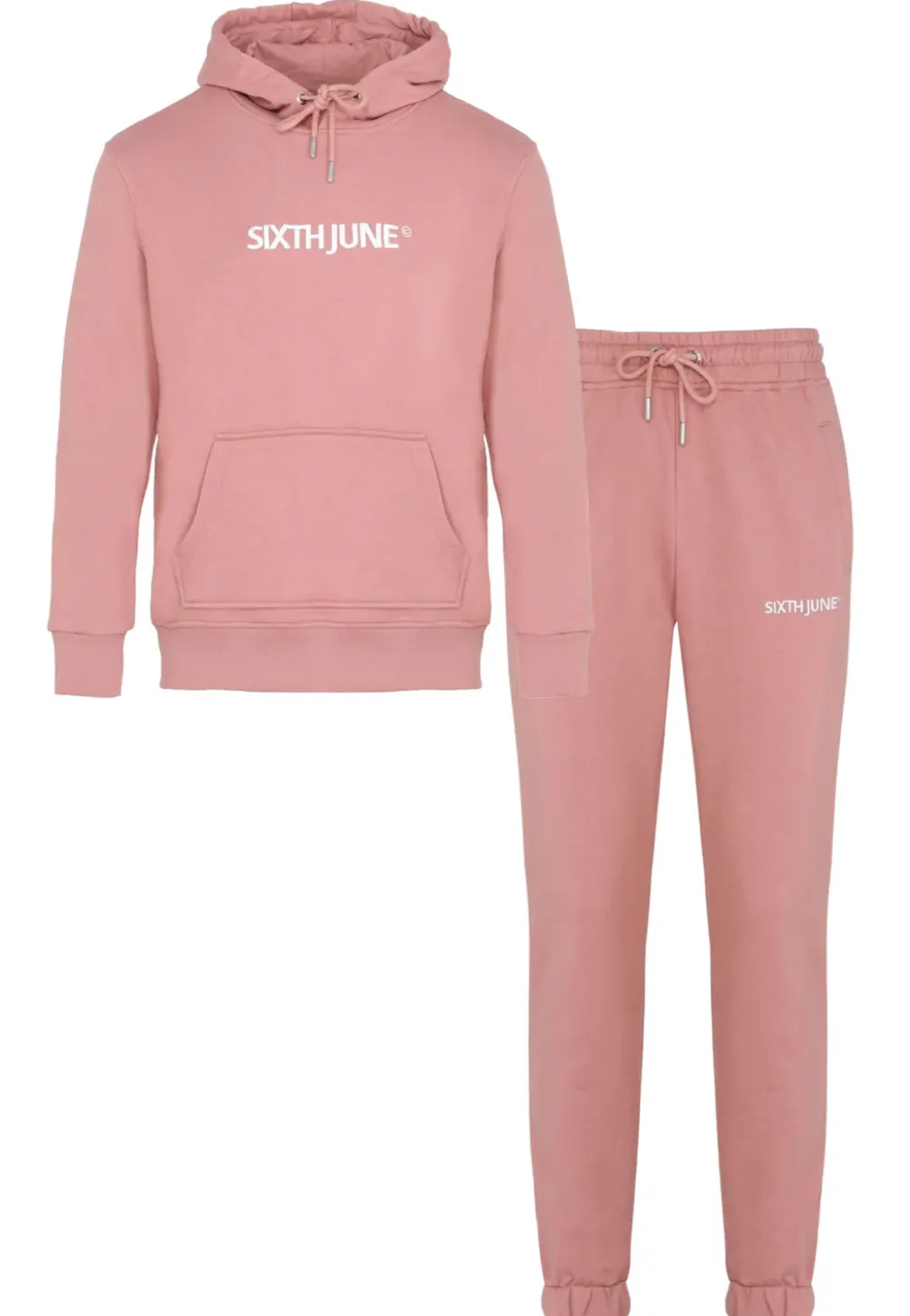 Homme Sixth June Ensembles | Jogging + Sweat Capuche Logo Brode Rose Fonce