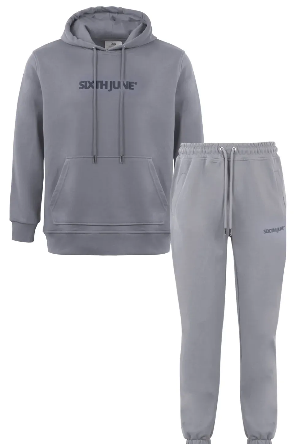 Homme Sixth June Ensembles | Jogging + Sweat Capuche Logo Gomme Gris Fonce