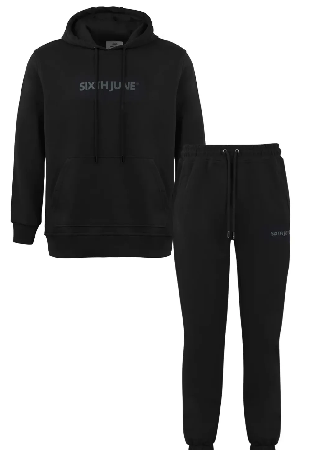 Homme Sixth June Ensembles | Jogging + Sweat Capuche Logo Gomme Noir