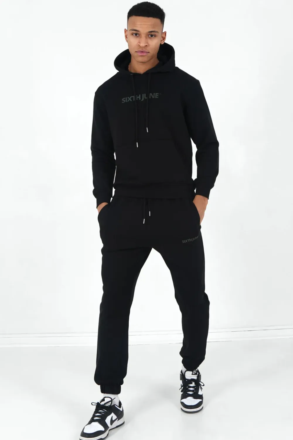 Homme Sixth June Ensembles | Jogging + Sweat Capuche Logo Gomme Noir