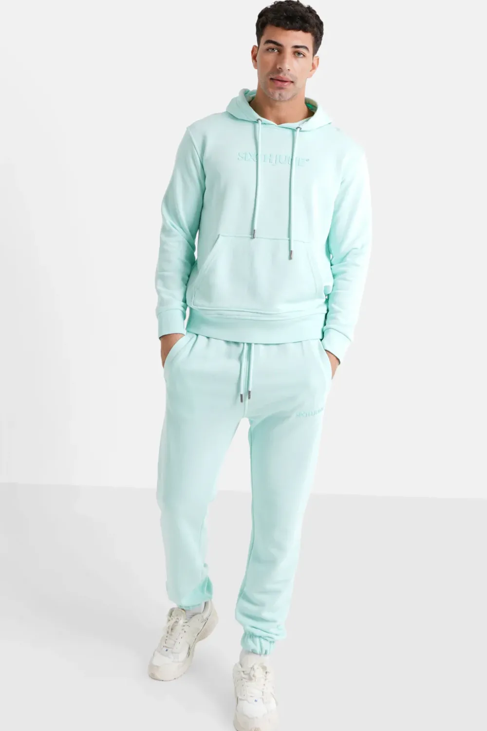 Homme Sixth June Ensembles | Jogging + Sweat Capuche Logo Gomme Vert Clair