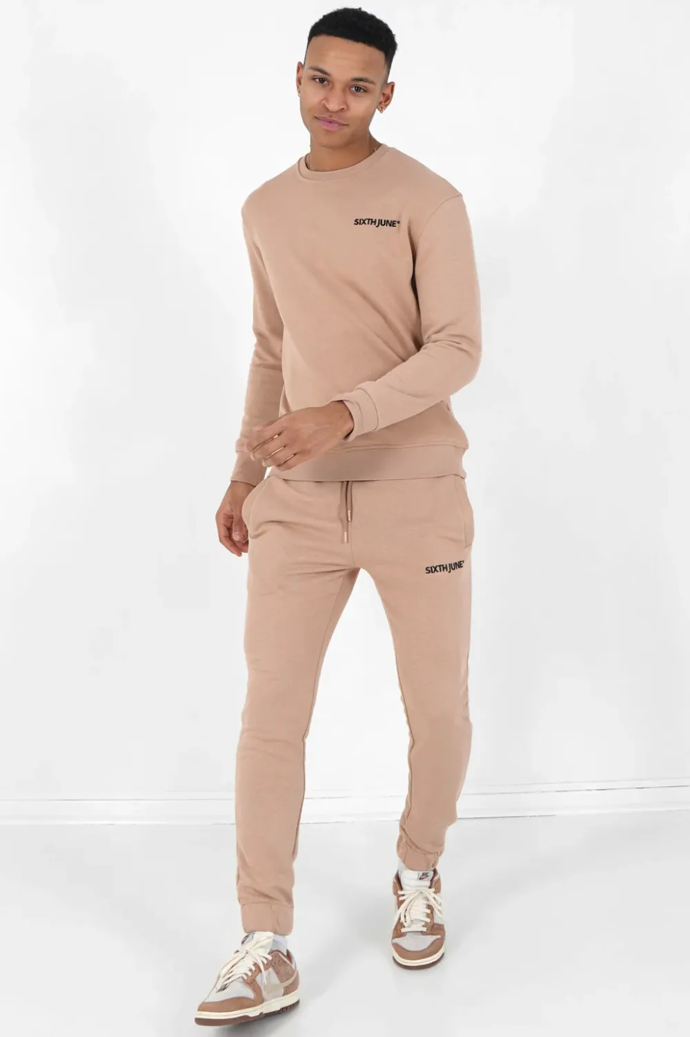 Homme Sixth June Ensembles | Jogging + Sweat Logo Brode Beige