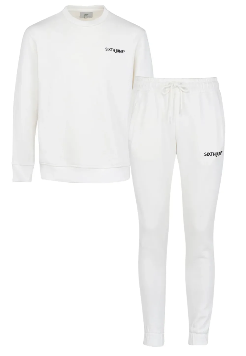 Homme Sixth June Ensembles | Jogging + Sweat Logo Brode Blanc