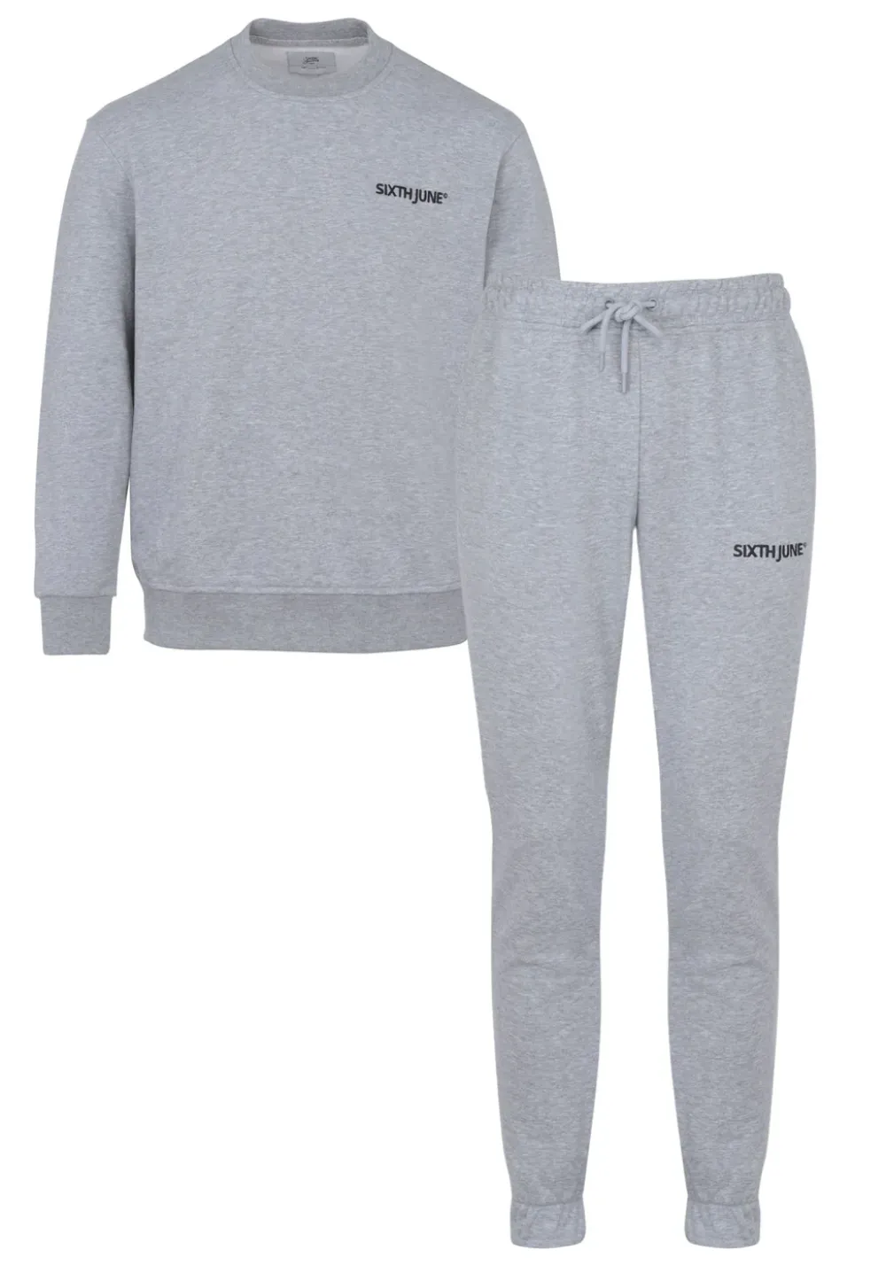 Homme Sixth June Ensembles | Jogging + Sweat Logo Brode Gris