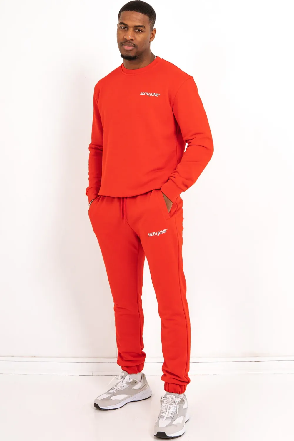 Homme Sixth June Ensembles | Jogging + Sweat Logo Brode Rouge