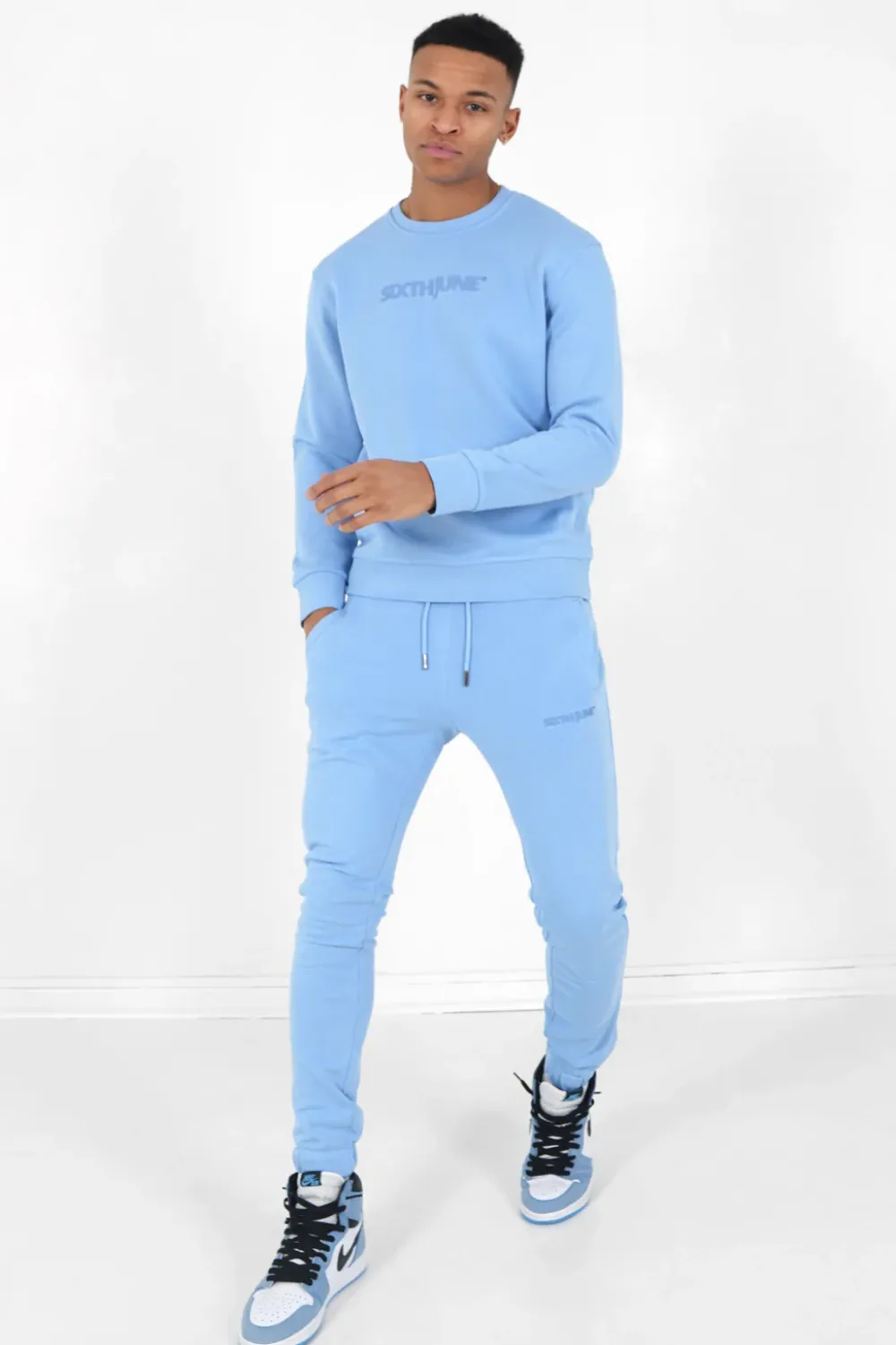 Homme Sixth June Ensembles | Jogging + Sweat Logo Gomme Bleu Clair