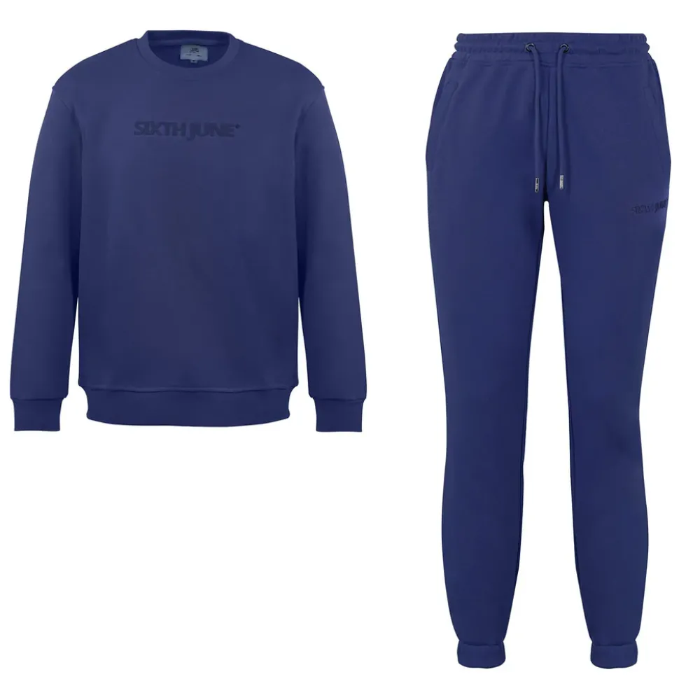 Homme Sixth June Ensembles | Jogging + Sweat Logo Gomme Bleu Fonce