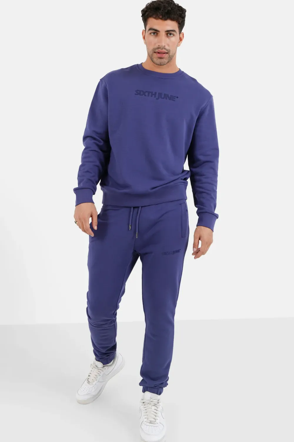 Homme Sixth June Ensembles | Jogging + Sweat Logo Gomme Bleu Fonce