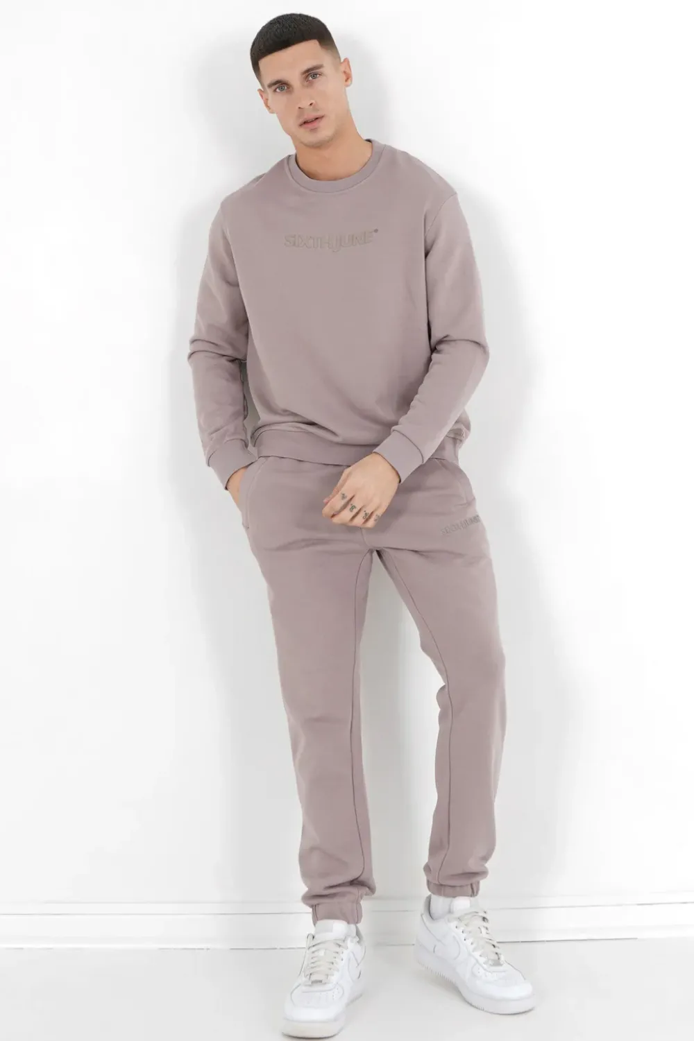 Homme Sixth June Ensembles | Jogging + Sweat Logo Gomme Marron Clair