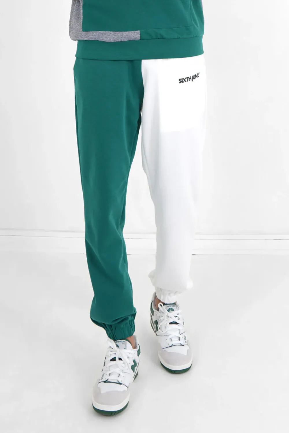 Homme Sixth June Pantalons | Jogging Bicolore Logo Vert