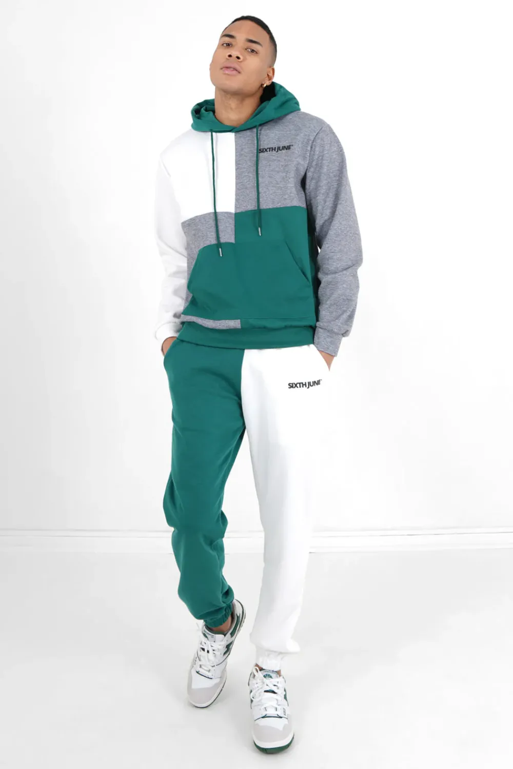 Homme Sixth June Pantalons | Jogging Bicolore Logo Vert