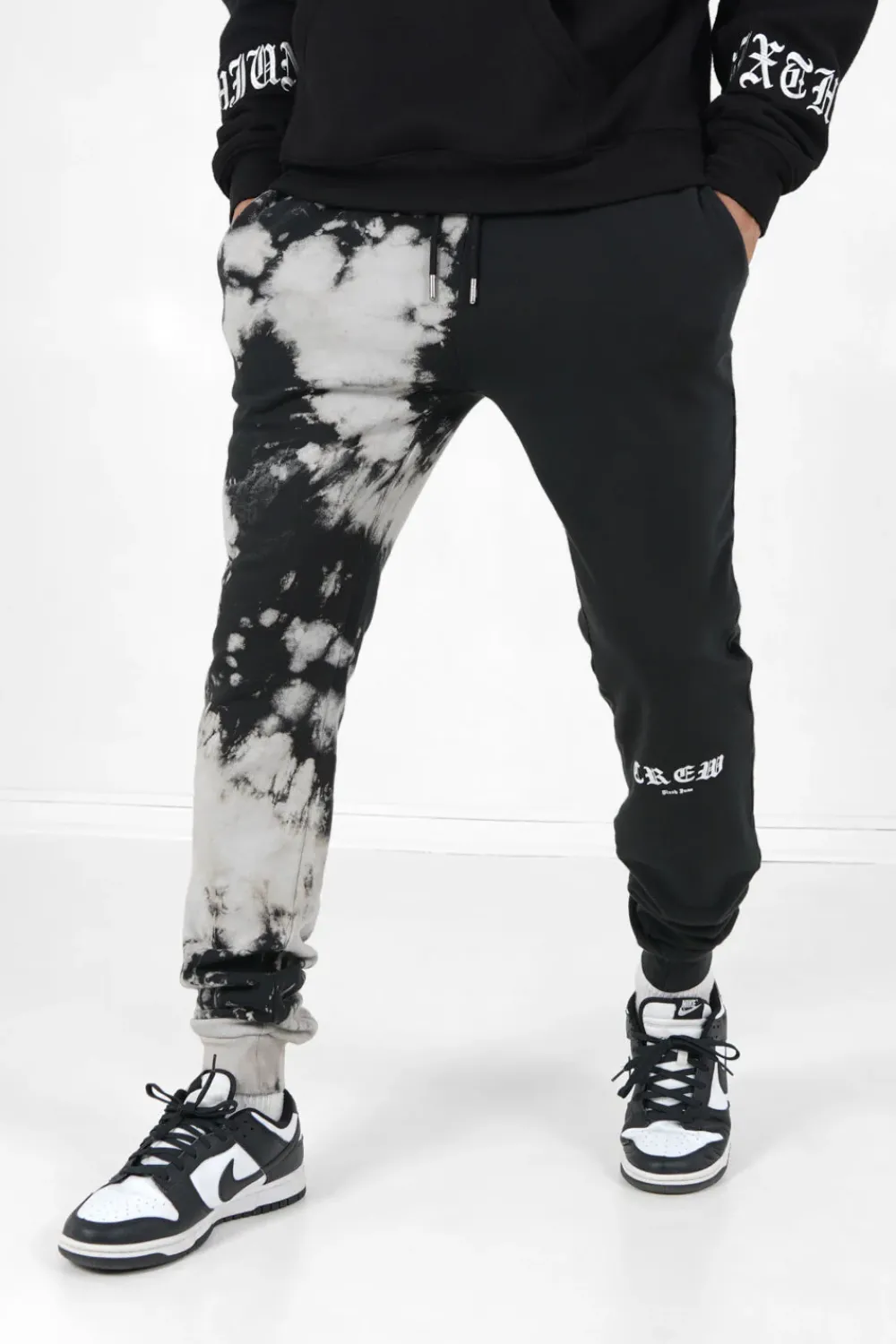 Homme Sixth June Pantalons | Jogging Bicolore Tie Dye Noir
