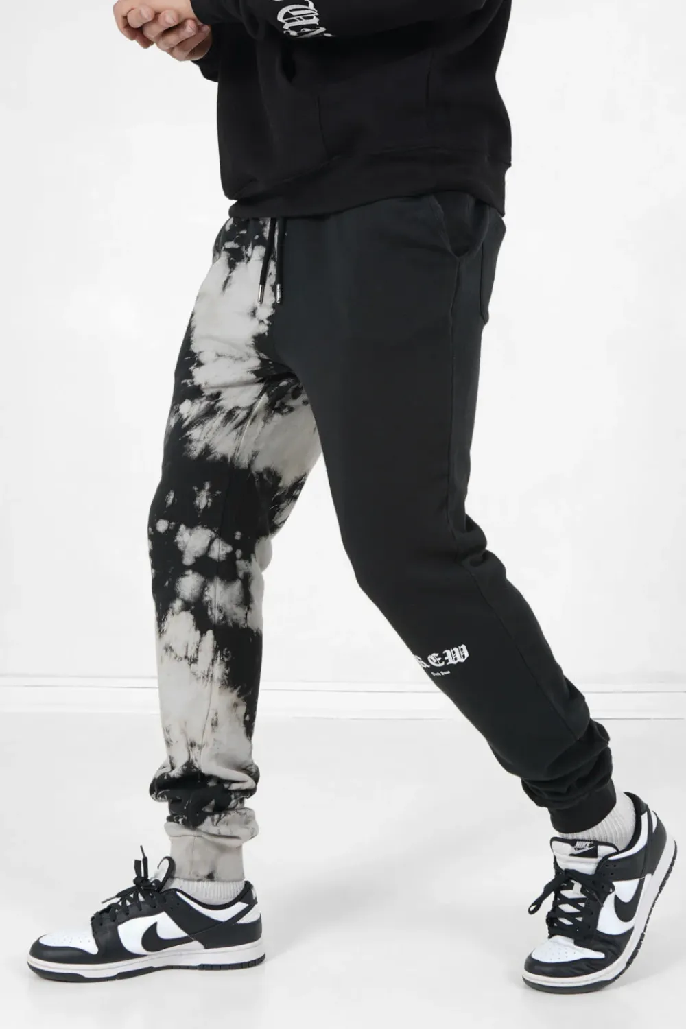 Homme Sixth June Pantalons | Jogging Bicolore Tie Dye Noir