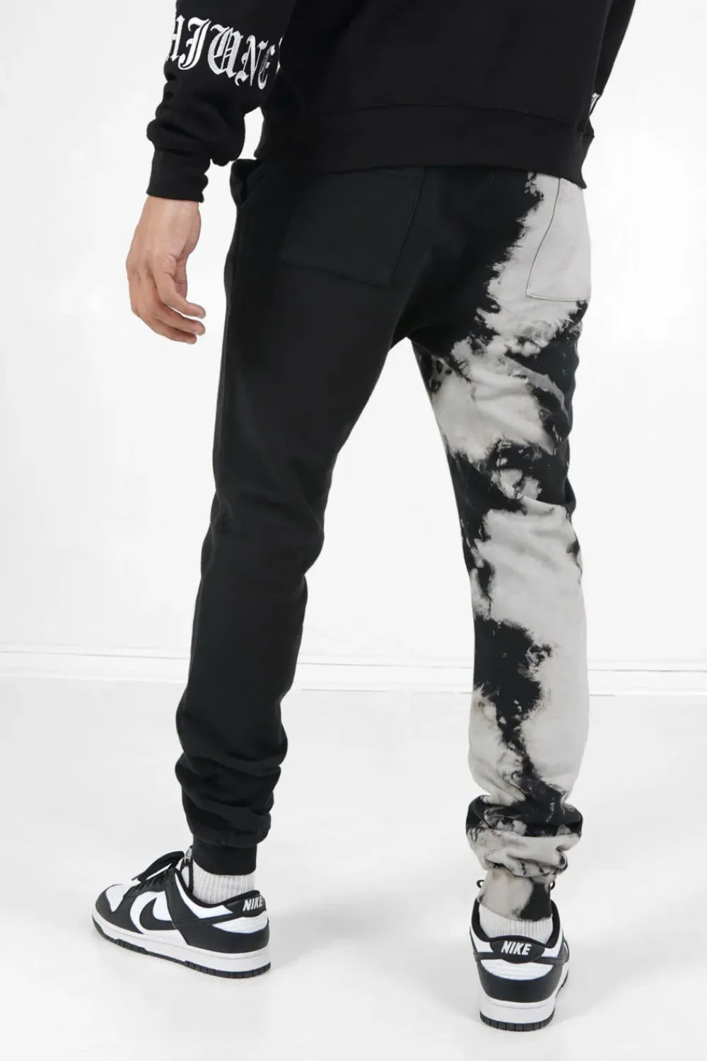 Homme Sixth June Pantalons | Jogging Bicolore Tie Dye Noir