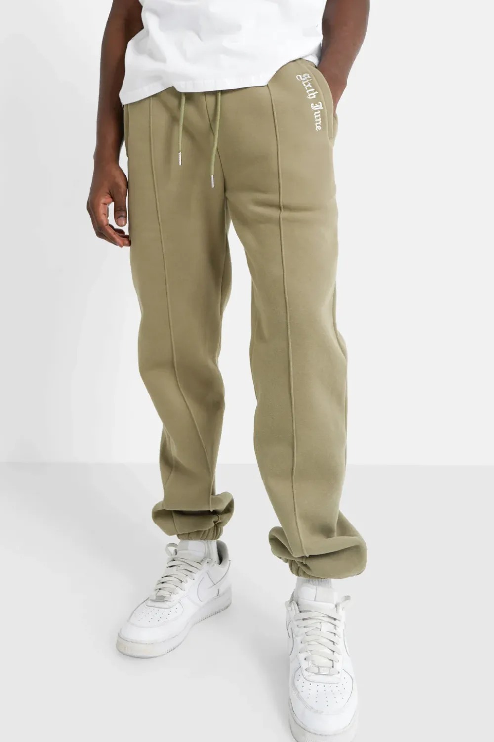 Homme Sixth June Pantalons | Jogging Broderie Gothique Vert Kaki