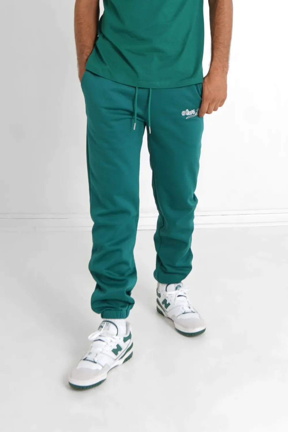 Homme Sixth June Pantalons | Jogging Broderie Retro Vert Fonce