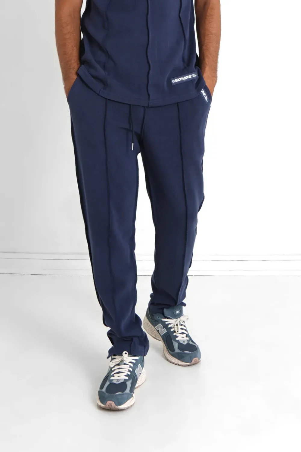 Homme Sixth June Pantalons | Jogging Couture Exterieure Epais Bleu