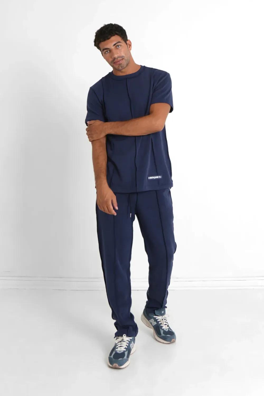 Homme Sixth June Pantalons | Jogging Couture Exterieure Epais Bleu