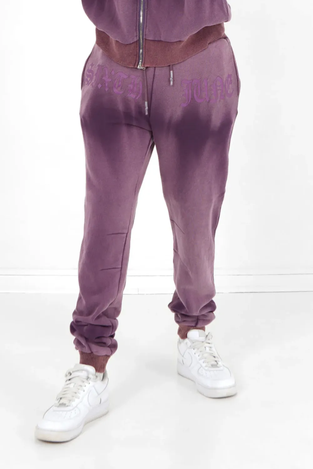 Homme Sixth June Pantalons | Jogging Effet Delave Violet Fonce