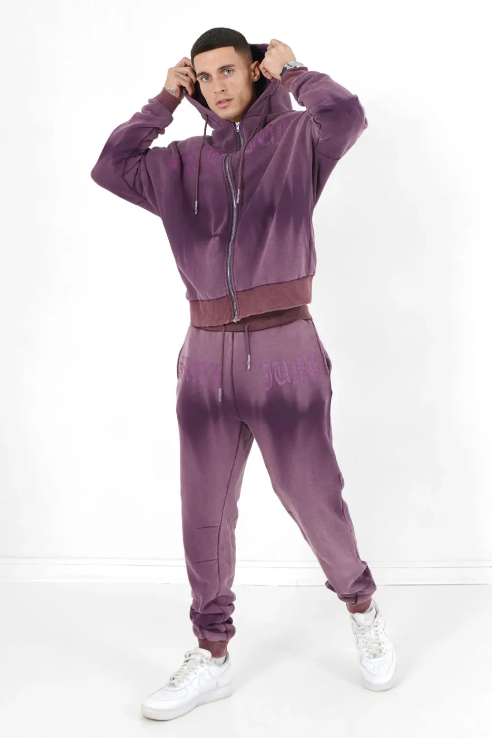 Homme Sixth June Pantalons | Jogging Effet Delave Violet Fonce