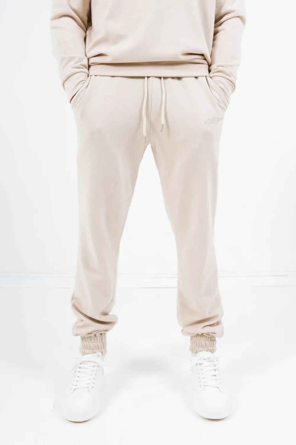 Homme Sixth June Pantalons | Jogging Logo Signature Beige