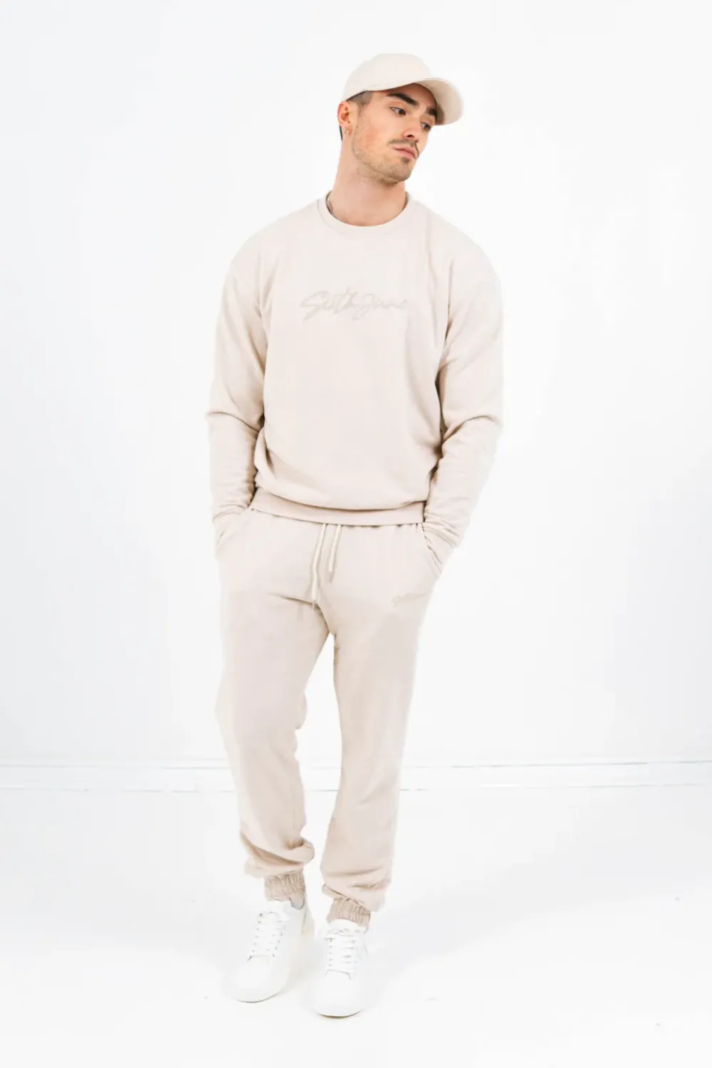 Homme Sixth June Pantalons | Jogging Logo Signature Beige