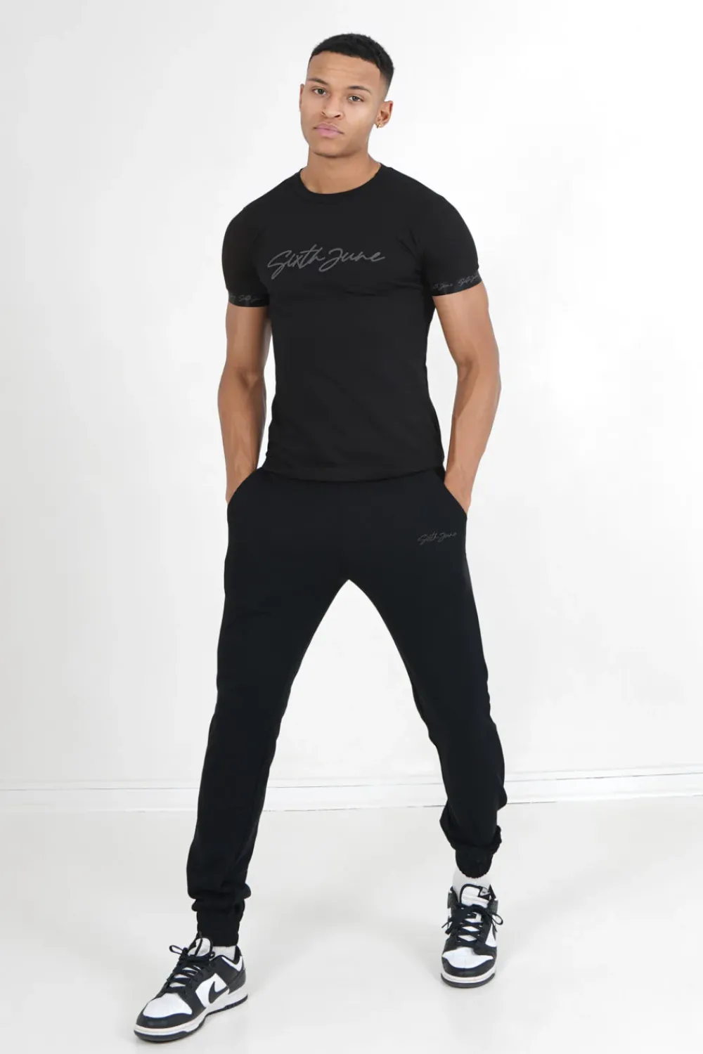 Homme Sixth June Pantalons | Jogging Logo Signature Noir